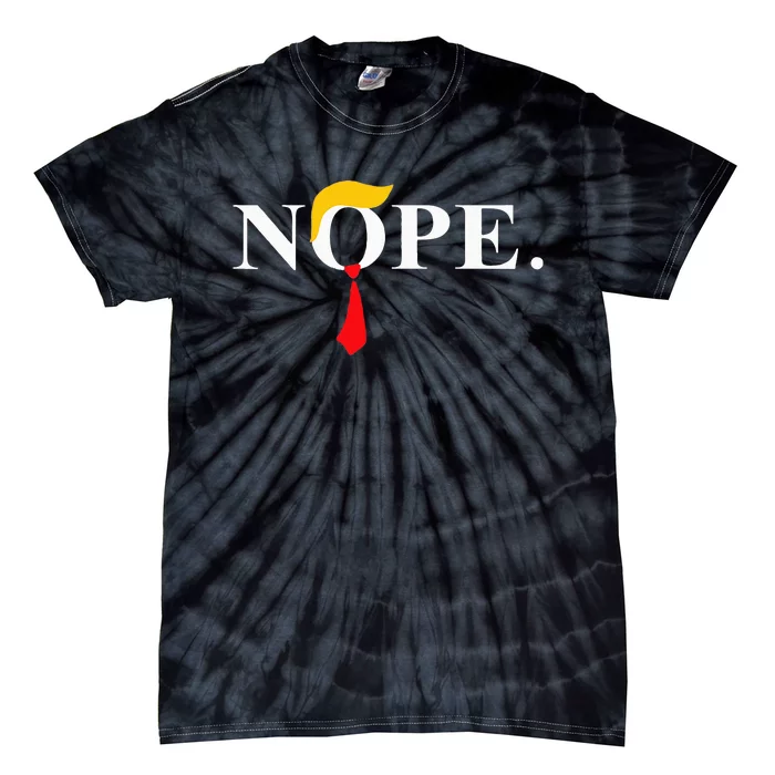 Nope_ Red Tie Trump Wig Funny Anti Trump Gift Tie-Dye T-Shirt