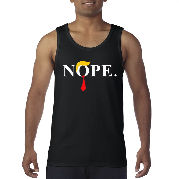 Nope_ Red Tie Trump Wig Funny Anti Trump Gift Tank Top