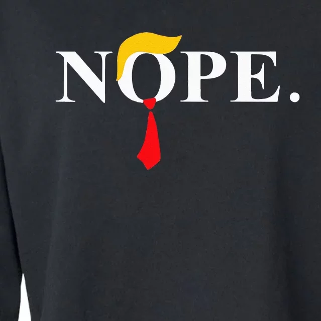 Nope_ Red Tie Trump Wig Funny Anti Trump Gift Cropped Pullover Crew