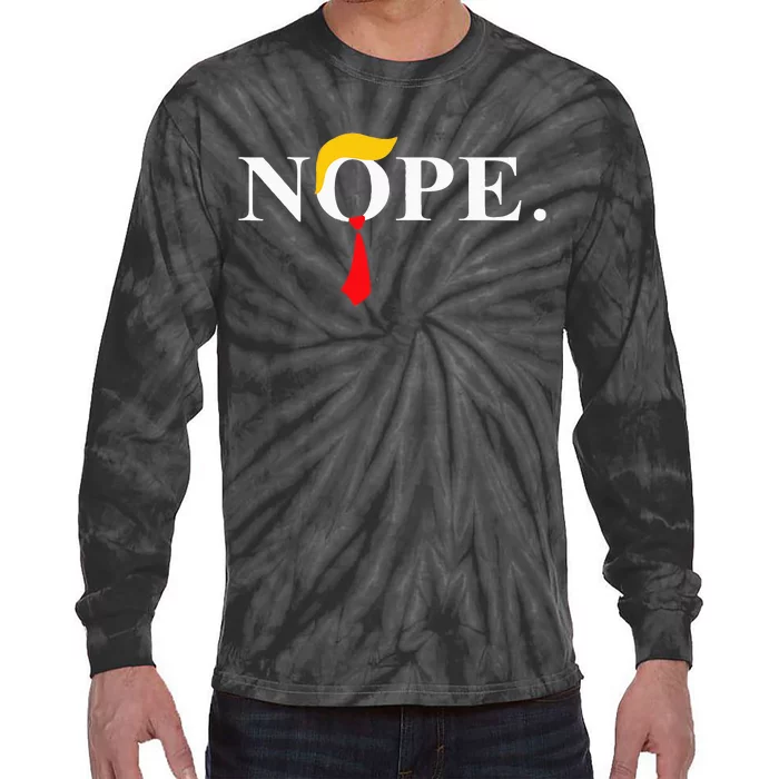 Nope_ Red Tie Trump Wig Funny Anti Trump Gift Tie-Dye Long Sleeve Shirt