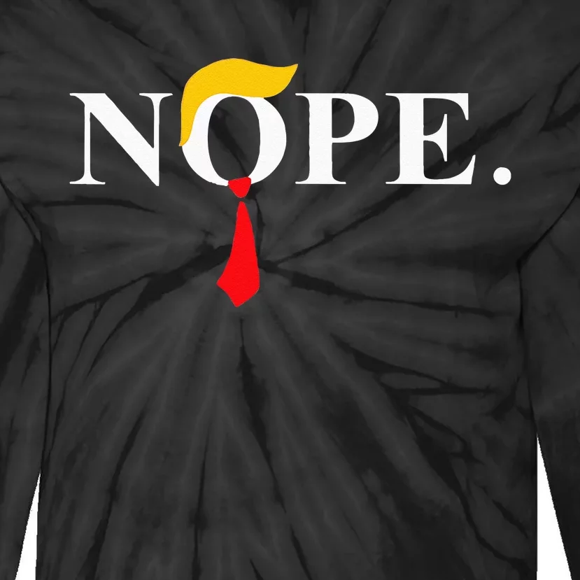 Nope_ Red Tie Trump Wig Funny Anti Trump Gift Tie-Dye Long Sleeve Shirt