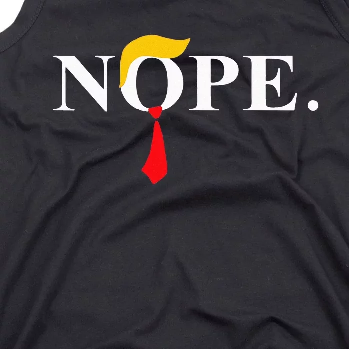 Nope_ Red Tie Trump Wig Funny Anti Trump Gift Tank Top