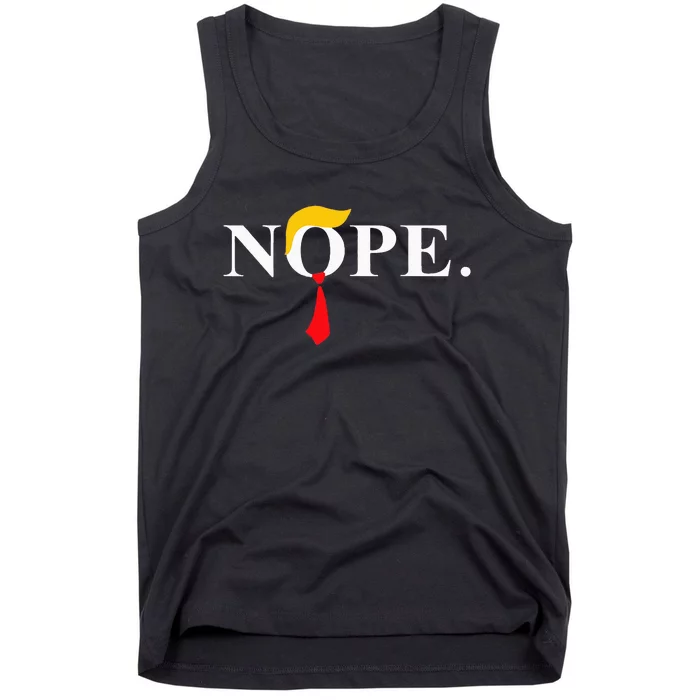 Nope_ Red Tie Trump Wig Funny Anti Trump Gift Tank Top