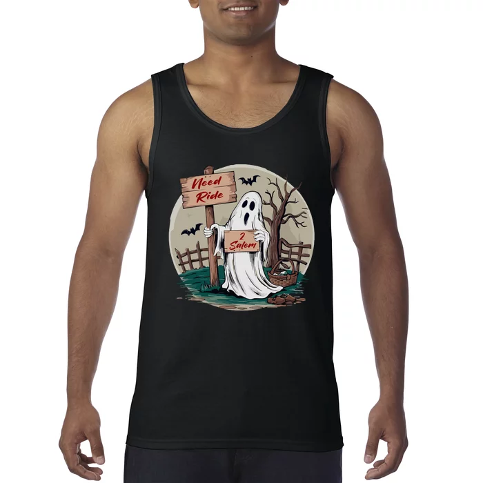 Need Ride To Salem Halloween Ghost Tank Top