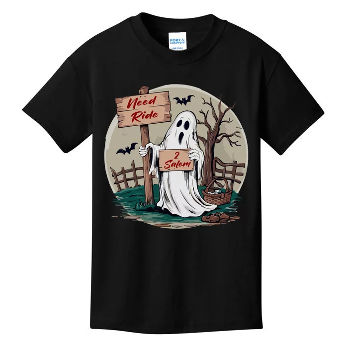 Need Ride To Salem Halloween Ghost Kids T-Shirt