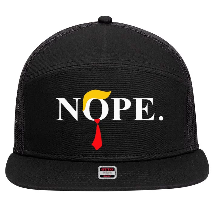 Nope Red Tie Trump Wig Funny Anti Trump Gift 7 Panel Mesh Trucker Snapback Hat