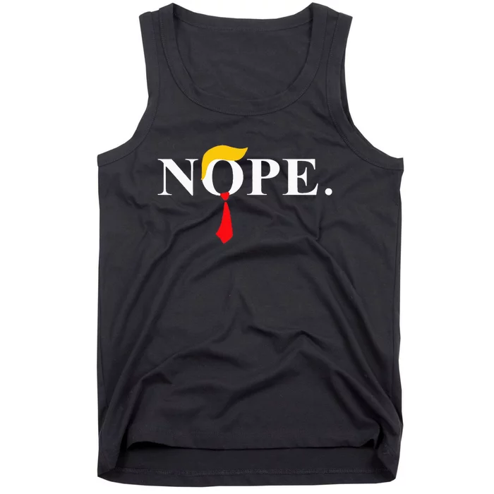 Nope Red Tie Trump Wig Funny Anti Trump Gift Tank Top