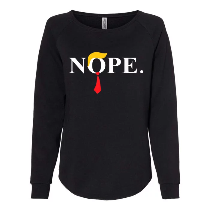 Nope_ Red Tie Trump Wig Funny Anti Trump Gift Womens California Wash Sweatshirt