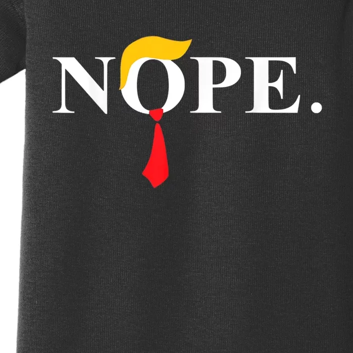 Nope_ Red Tie Trump Wig Funny Anti Trump Gift Baby Bodysuit