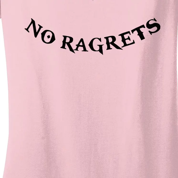 No Ragrets Tattoo Funny Punk White Trash Trailer Park Women's V-Neck T-Shirt