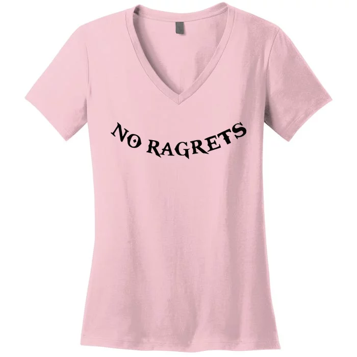 No Ragrets Tattoo Funny Punk White Trash Trailer Park Women's V-Neck T-Shirt