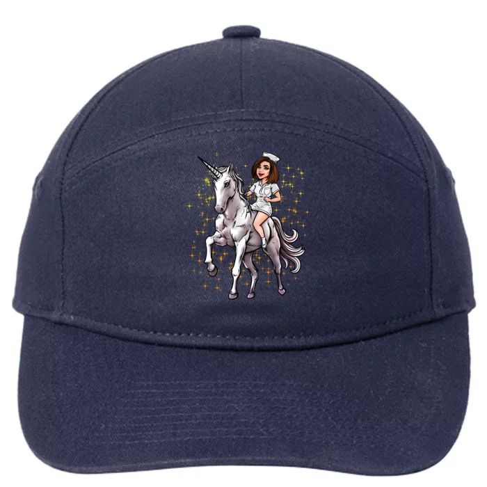 Nurse Riding Unicorn Magical Nursicorn Funny Nursing Gift Cute Gift 7-Panel Snapback Hat