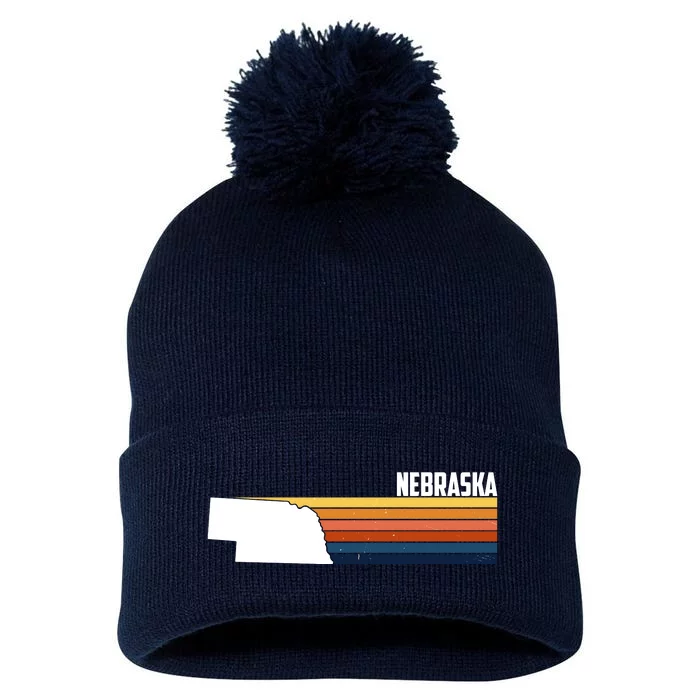 Nebraska Retro United States Pom Pom 12in Knit Beanie