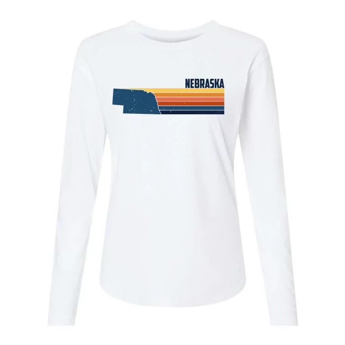 Nebraska Retro United States Womens Cotton Relaxed Long Sleeve T-Shirt