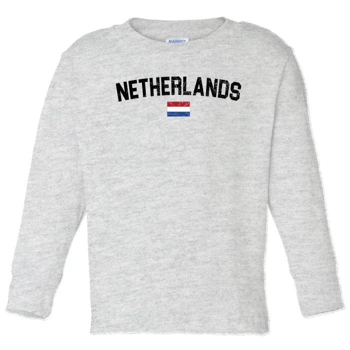 Netherlands Retro Vintage Flag Toddler Long Sleeve Shirt