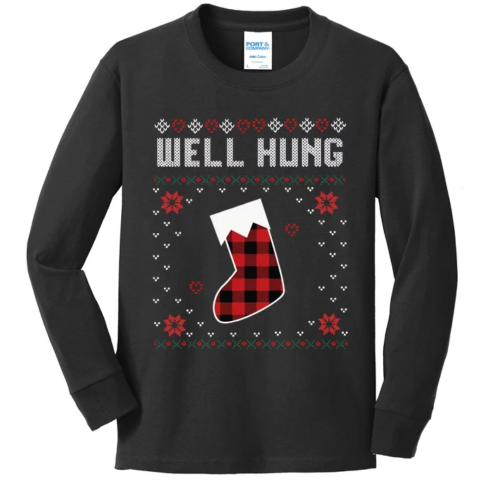 Nice Rack Well Hung Ugly Sweater Fun Couples Christmas Kids Long Sleeve Shirt