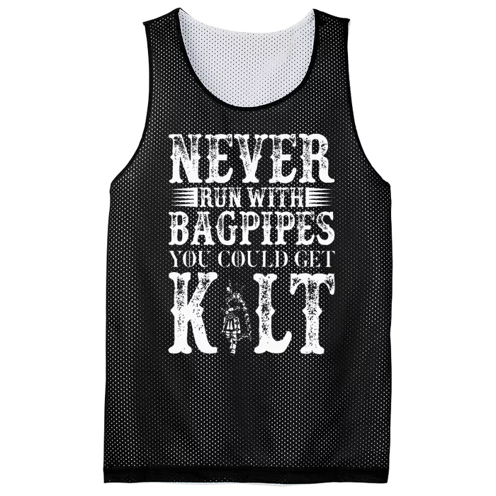 Never Run With Bagpipes You Could Kilt Bagpipe Players Mesh Reversible Basketball Jersey Tank