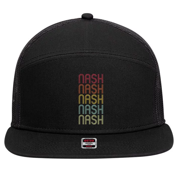 Nash Retro Wordmark Pattern Vintage Personalized 70s 7 Panel Mesh Trucker Snapback Hat