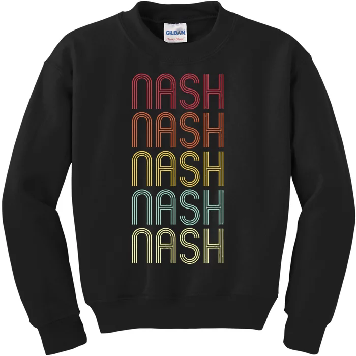 Nash Retro Wordmark Pattern Vintage Personalized 70s Kids Sweatshirt