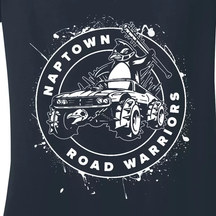 Naptown Road Warriors Penguin Mascot Women's V-Neck T-Shirt