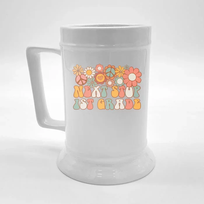 Next Stop 1st Grade Hello School Groovy Back To School Front & Back Beer Stein