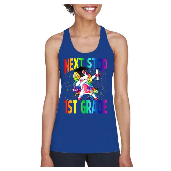 Next Stop 1St Grade Graduation Unicorn Gift Women's Racerback Tank