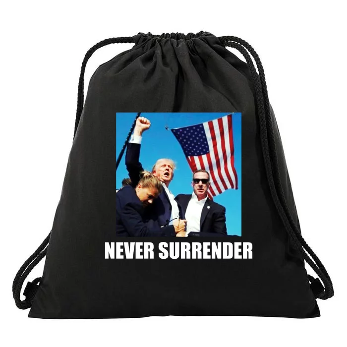 Never Surrender 2024 Take America Back Pennsylvania Rally Shooting Drawstring Bag