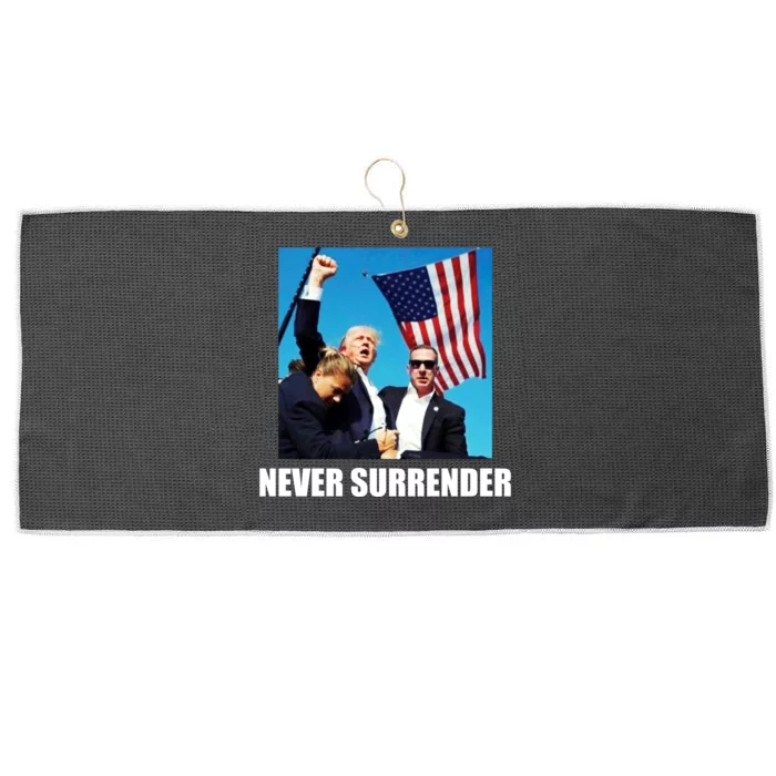 Never Surrender 2024 Take America Back Pennsylvania Rally Shooting Large Microfiber Waffle Golf Towel