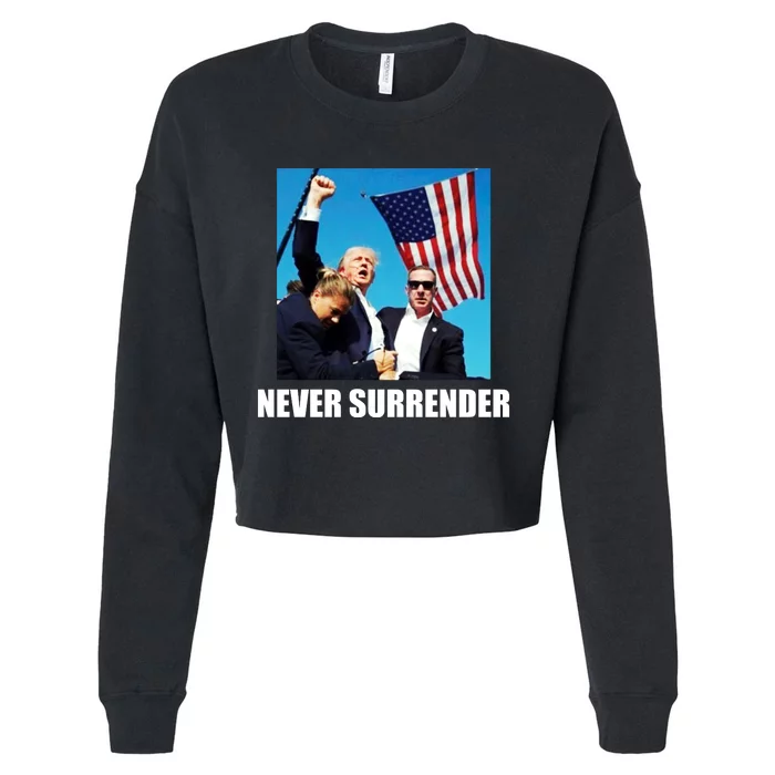 Never Surrender 2024 Take America Back Pennsylvania Rally Shooting Cropped Pullover Crew