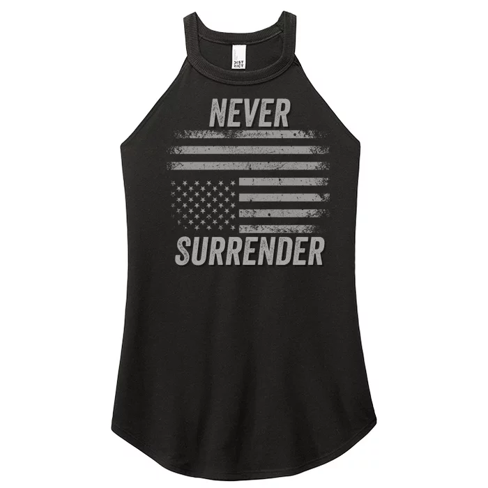 Never Surrender 2024 Usa Under Distress Distressed Usa Flag Save Our Republic Women’s Perfect Tri Rocker Tank