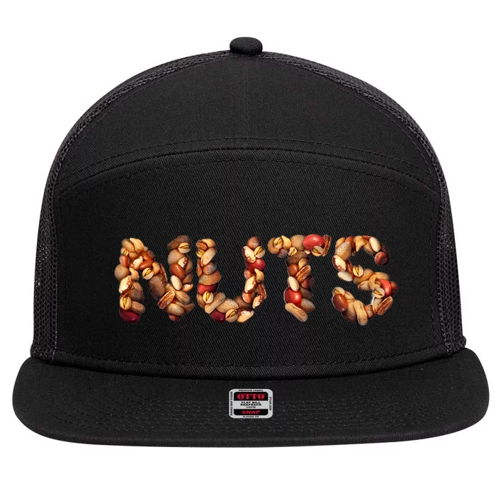 Nuts Symbol As Letters 7 Panel Mesh Trucker Snapback Hat