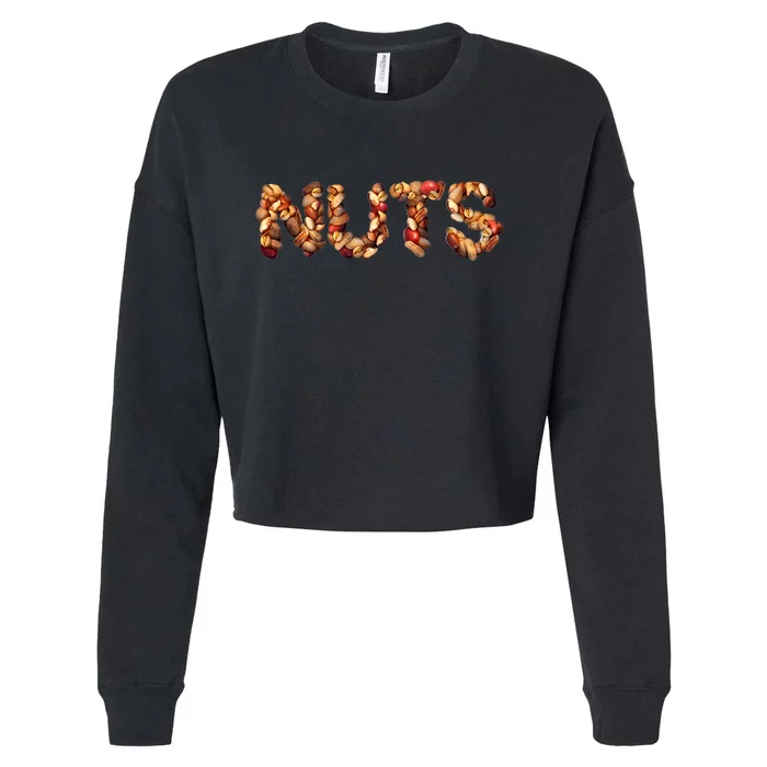 Nuts Symbol As Letters Cropped Pullover Crew