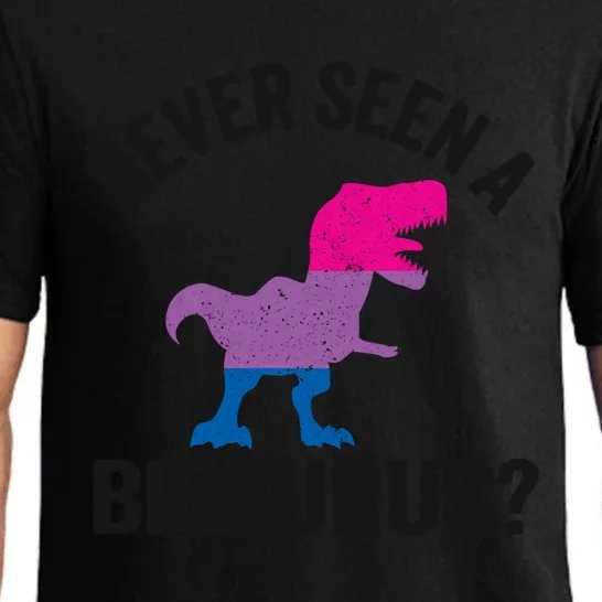 Never Seen A Bisaurus Dinosaur Tgiftrex Bisexual Flag Bi Pride Gift Pajama Set