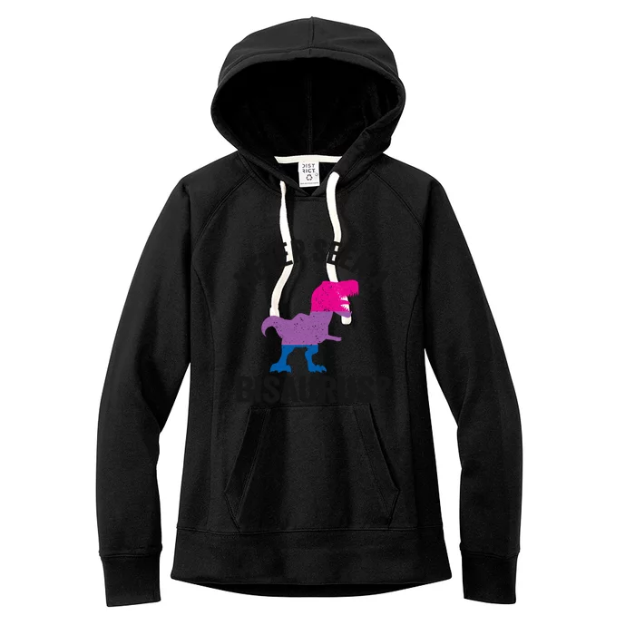 Never Seen A Bisaurus Dinosaur Tgiftrex Bisexual Flag Bi Pride Gift Women's Fleece Hoodie