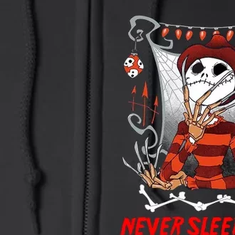 Never Sleep Again Scary Horror Nightmare Halloween Costume Full Zip Hoodie