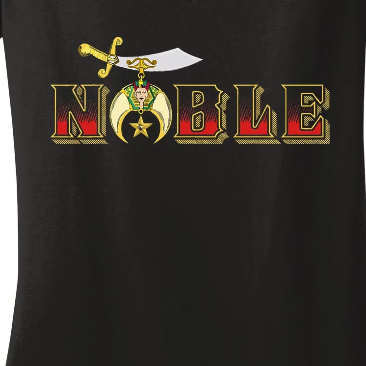 Noble Shriner Aaonms Emblem Aeaonms Mason Women's V-Neck T-Shirt