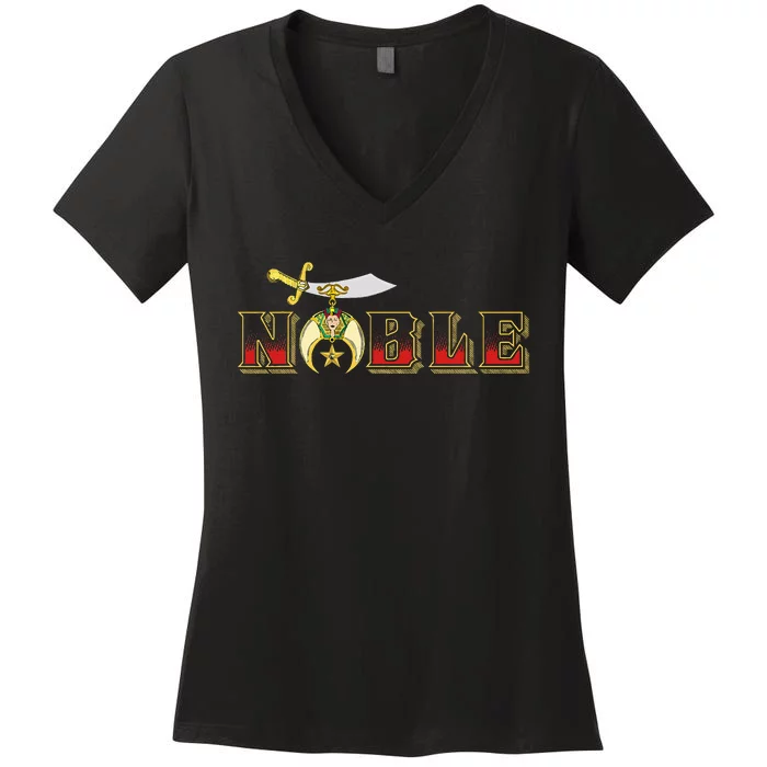 Noble Shriner Aaonms Emblem Aeaonms Mason Women's V-Neck T-Shirt