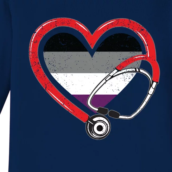 Nurse Stethoscope Asexual Lgbtq Pride Heart Rn Nursing Cool Gift Baby Long Sleeve Bodysuit