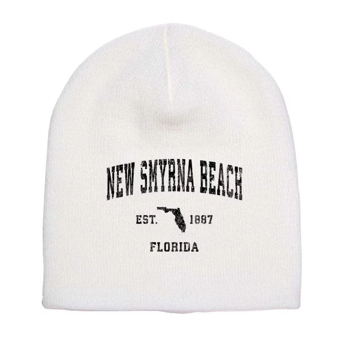 New Smyrna Beach Florida Fl Vintage Established Athletic Sports Design Short Acrylic Beanie