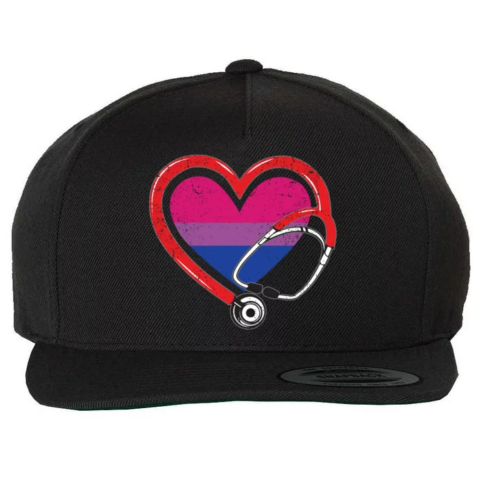 Nurse Stethoscope Bisexual Lgbtq Pride Heart Rn Nursing Gift Wool Snapback Cap