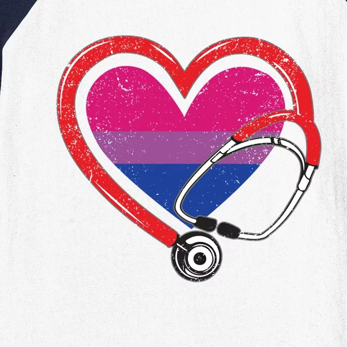 Nurse Stethoscope Bisexual Lgbtq Pride Heart Rn Nursing Gift Baseball Sleeve Shirt