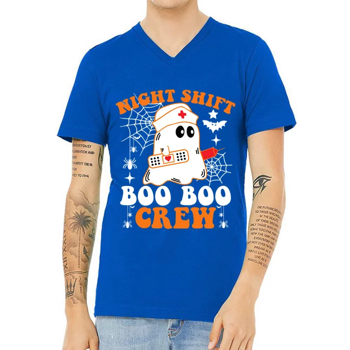 Night Shift Boo Boo Crew Gift Funny Nurse Ghost Halloween Gift V-Neck T-Shirt