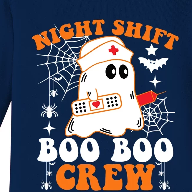 Night Shift Boo Boo Crew Gift Funny Nurse Ghost Halloween Gift Baby Long Sleeve Bodysuit