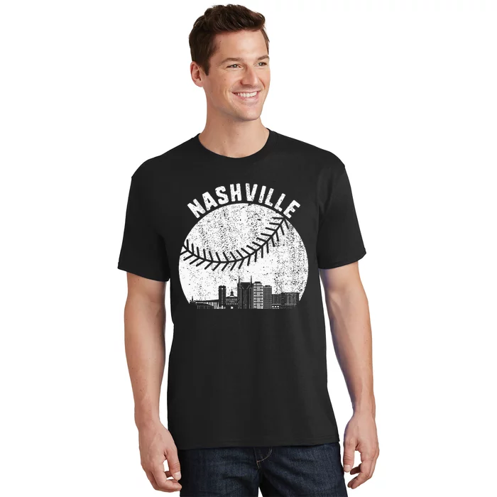 Nashville Skyline Baseball Fan Vintage Nashville Baseball T-Shirt