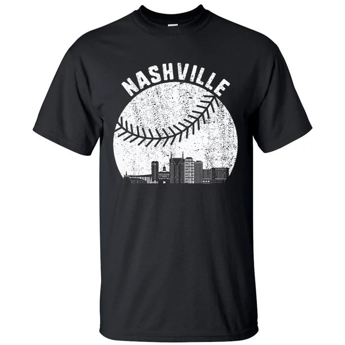 Nashville Skyline Baseball Fan Vintage Nashville Baseball Tall T-Shirt