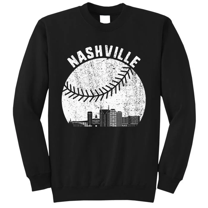 Nashville Skyline Baseball Fan Vintage Nashville Baseball Tall Sweatshirt