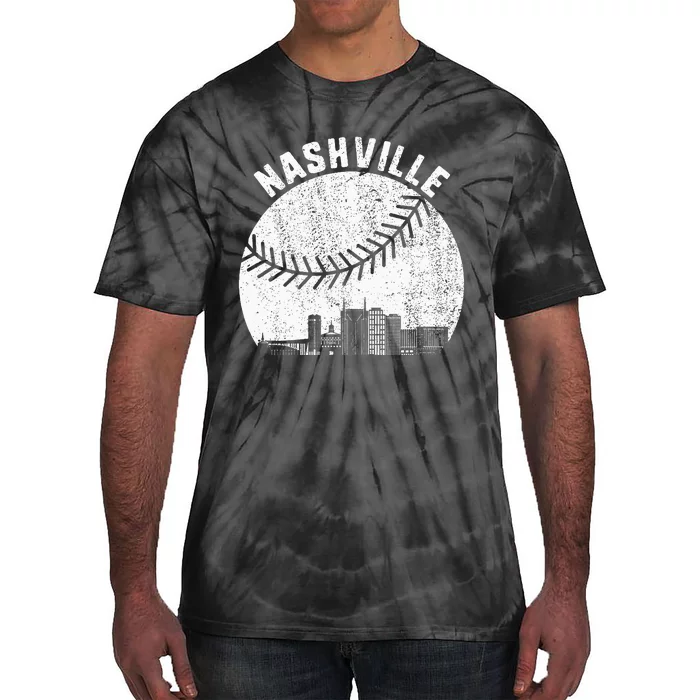 Nashville Skyline Baseball Fan Vintage Nashville Baseball Tie-Dye T-Shirt