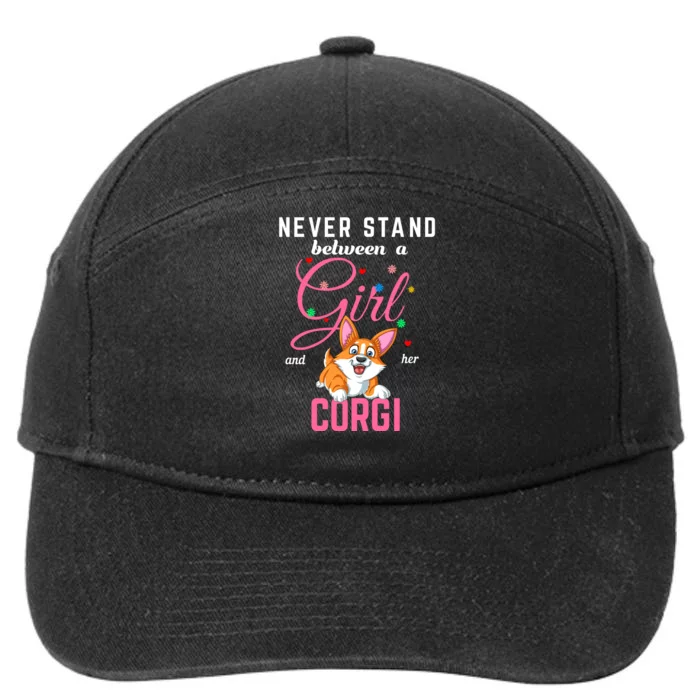 Never Stand Between A Girl And Her Corgi 7-Panel Snapback Hat