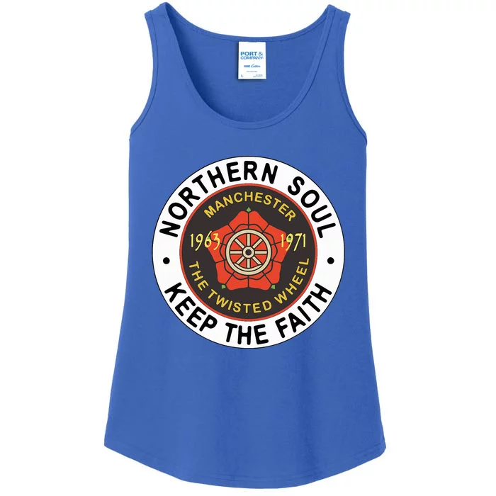 Northern Soul Badges Manchester Wheel Keep The Faith Ladies Essential Tank