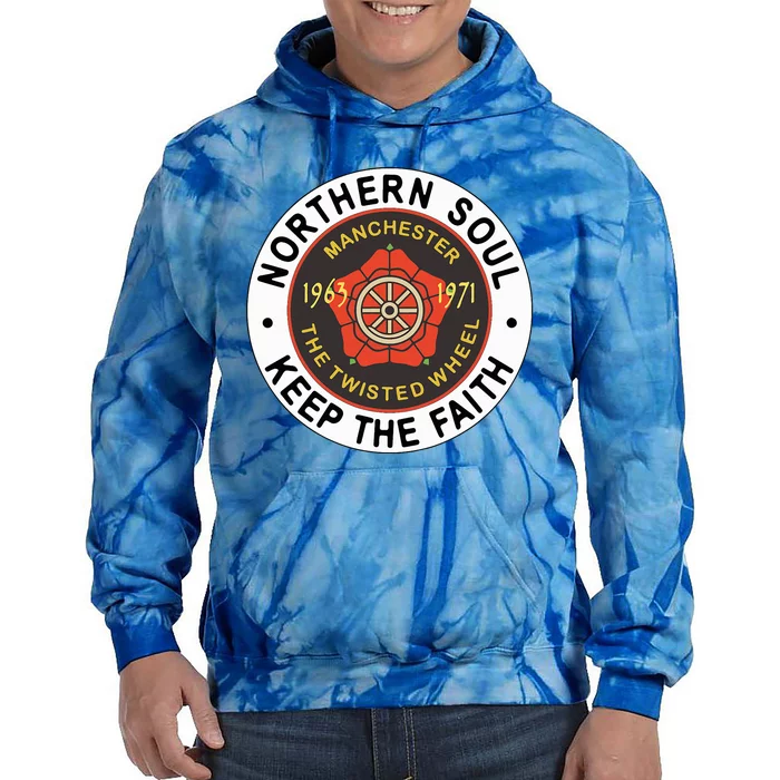 Northern Soul Badges Manchester Wheel Keep The Faith Tie Dye Hoodie